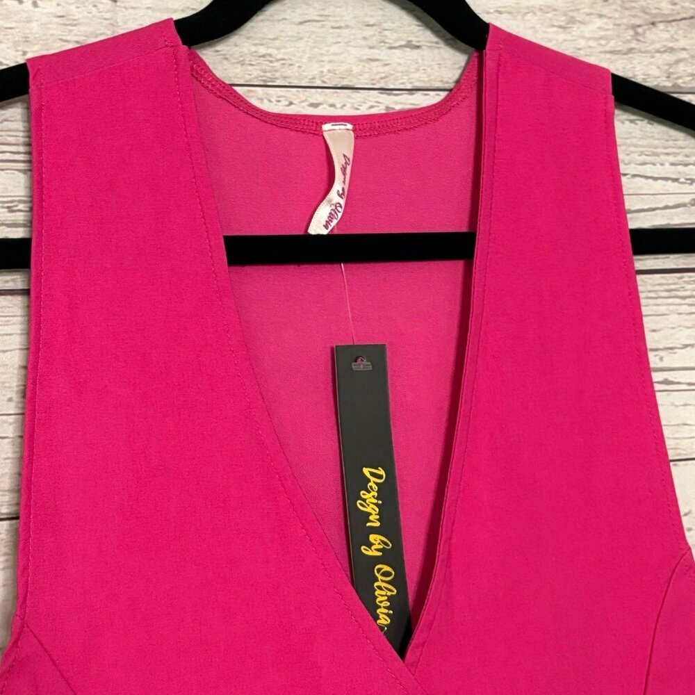 NWT‎ Designs by Olivia Pink Waistcoat Three Button Vest XL - Picture 3 of 6